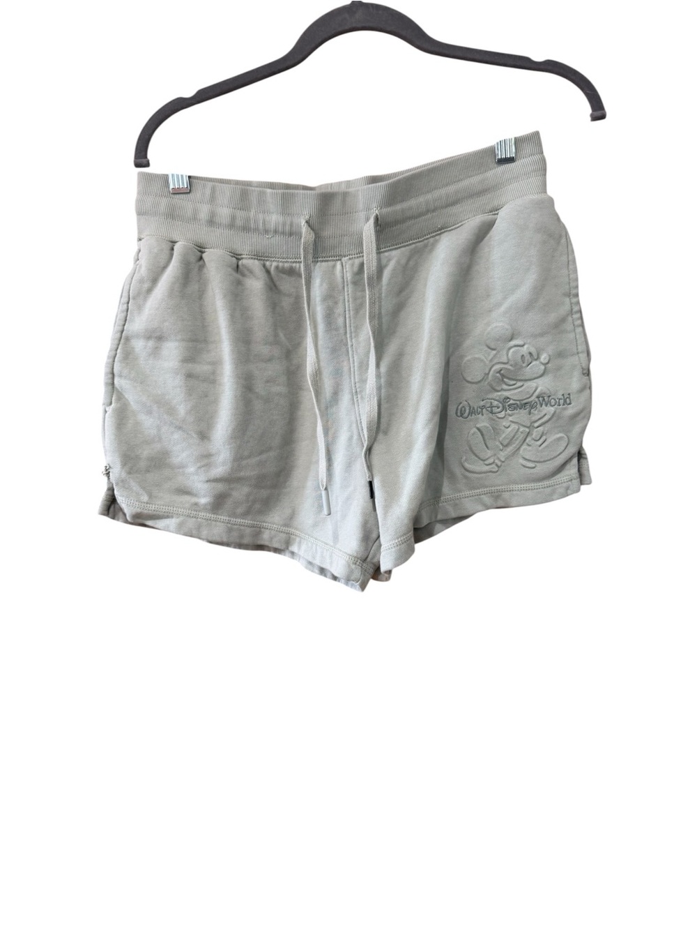 Disney Women's Light Gray Terry Shorts with Embossed Mickey